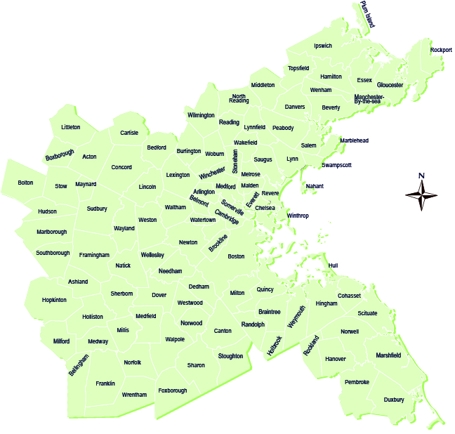 Figure 1.2 is a map of the Boston Region MPO area
